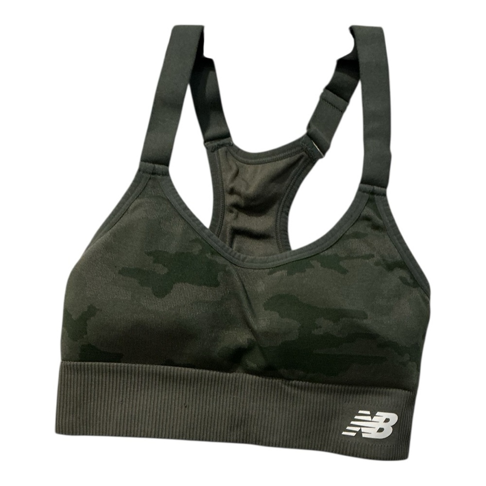 New Balance Green Camo Sports Bra Women’s Size XS-S Seamless Medium Support